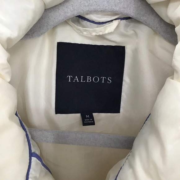 Talbot’s Women’s Chevron Style Puffer Vest Warm Down Fill Creme’ Color Size M - Picture 5 of 9